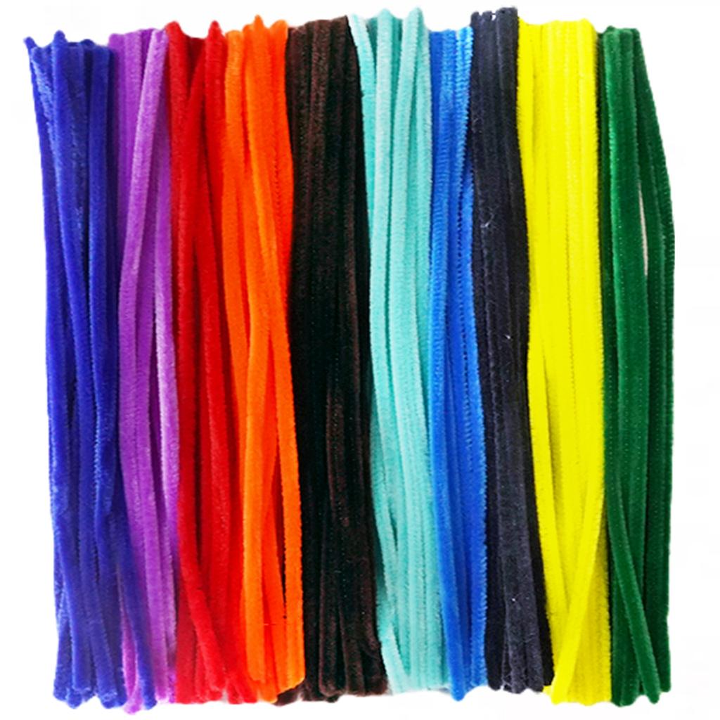 40 Colors Chenille Stems 100pcs Pipe Cleaners Plush Tinsel Stem Wired Sticks Twist Stick Hair Strip DIY Craft Educational Toys