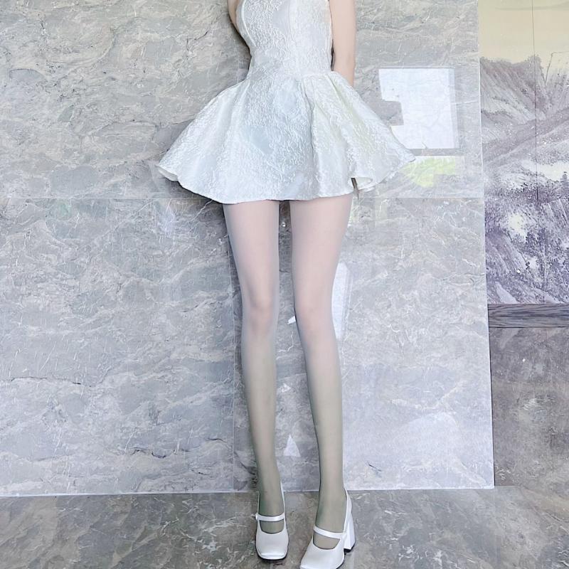 2 paia di collant a vita alta aderenti con piedini da donna, colori sfumati, calze sexy ed eleganti