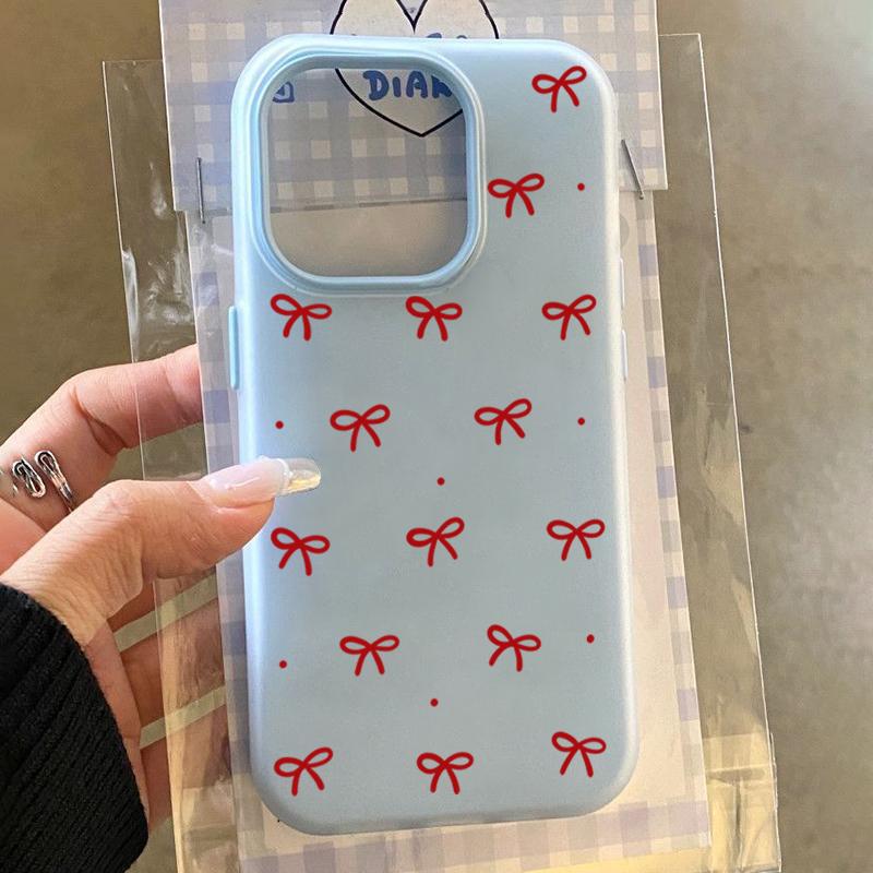 Custodia per Telefono Opaca con Stampa Fiocco Rosso Carino per iPhone 17 Air 16 15 14 13 12 11 Pro Max X XS XR 7 8 Plus 16E SE2 Cover Antiurto