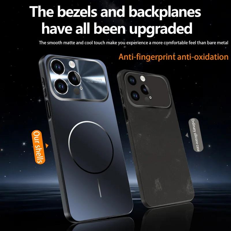 Luxury Colorful Magnetic Large Window Cell Phone Case For iPhone 13 14 15 16 17 Pro Max Air Lens Protect Wireless Charging Cover