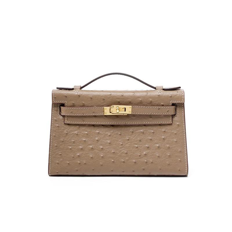 Tasche mit Straußenmuster Handtasche Schultertasche Oberste Schicht Rindsleder Modisch Vielseitig High-End-Design Nische Crossbody