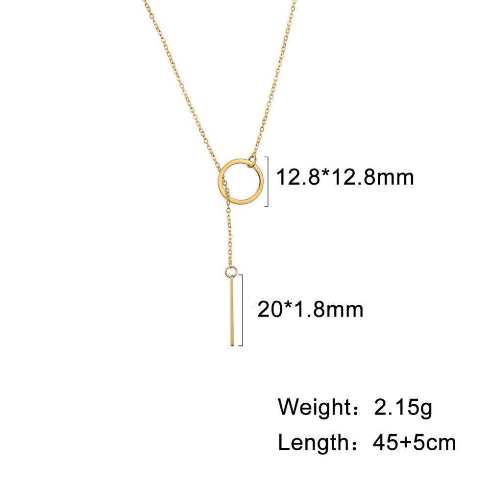 Cazador Geometric Circle Pendant Double Layer Necklace Stainless Steel Long Chain Necklaces for Women Birthday Gifts Jewelry