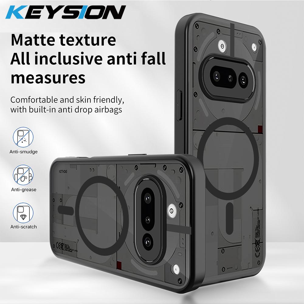 KEYSION Magnetic Phone Case for Nothing Phone 3A Silicone+PC Matte Translucent Shockproof Back Cover for Nothing Phone 3A Pro