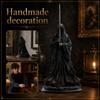 Collectible Dark Cloaked Figure Model Statue with Sword Standing on Decorative Base Detailed Design for Display and Collection