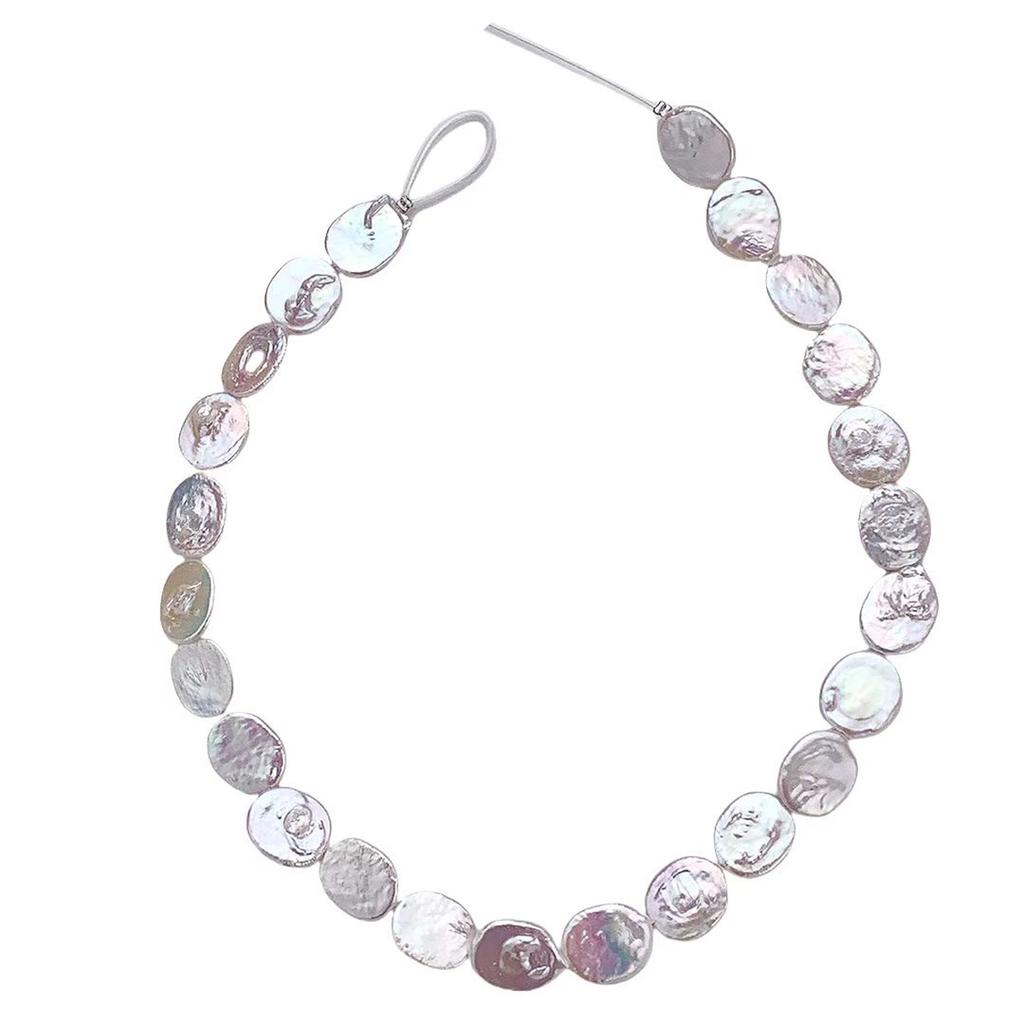 1String, Baroque White Artificial Pearls, Vintage Handmade Irregular Oval Beads for DIY Necklace Bracelet Anklet, Creative Jewelry Making Crafts 36cm