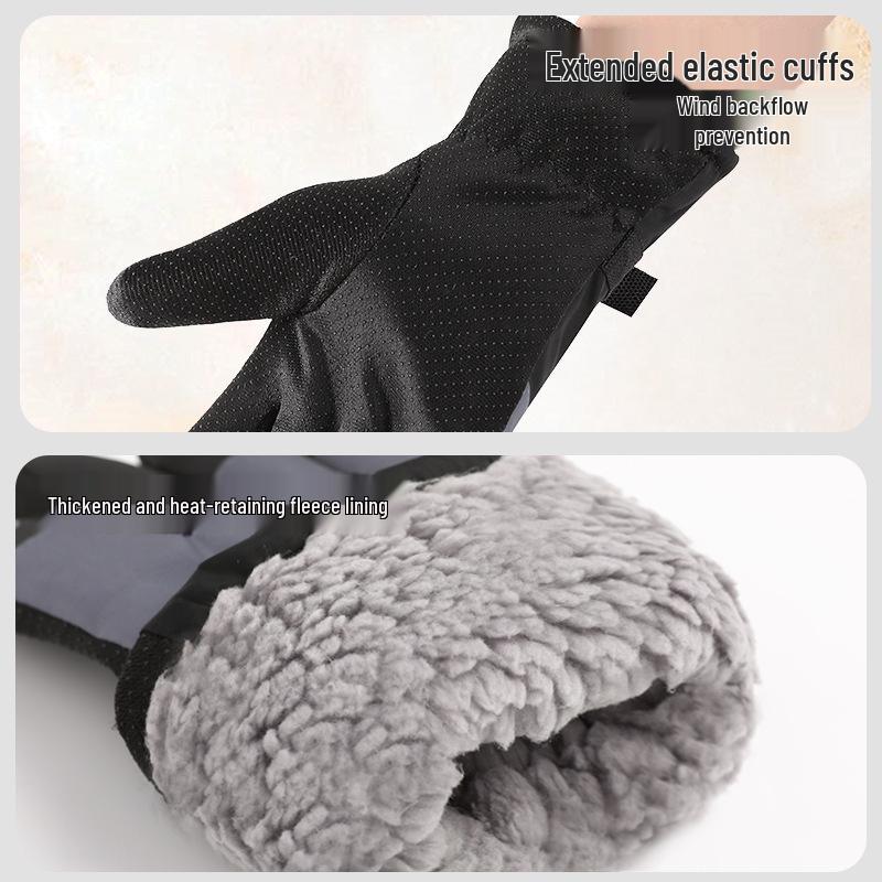 Water-Repellent Fleece-Lined Winter Sports Gloves: Windproof & Warm for Skiing & Cycling