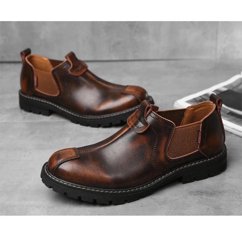 Autumn Early Winter Oxfords Mens Casual Shoes British Style Flat Fashion Brand Male Footwear Non-slip Black Brown D218