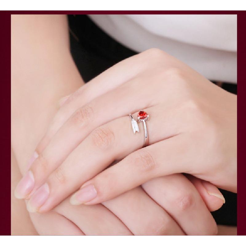 Fashion Commuter Simple Silver Ring 925 Silver Heart Shape Heart-Shaped Ring