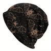 Unisexs Halloween Bat Celestial Skullies Beanie Funky Hipster Thin Stretchy Knit Cap with Golden Geometric Patterns