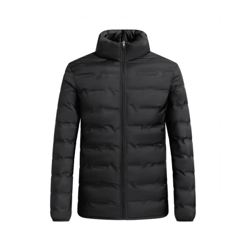 Men's Winter Self-Heating Insulated Down Jacket: Lightweight, Stand-Up Collar, Solid-Color Outerwear