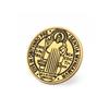 LIKGREAT Vintage Saint Benedict Brooch Stainless Steel Pins for Women Men Catholic Spiritual Protection Badge Amulet JewelryGift