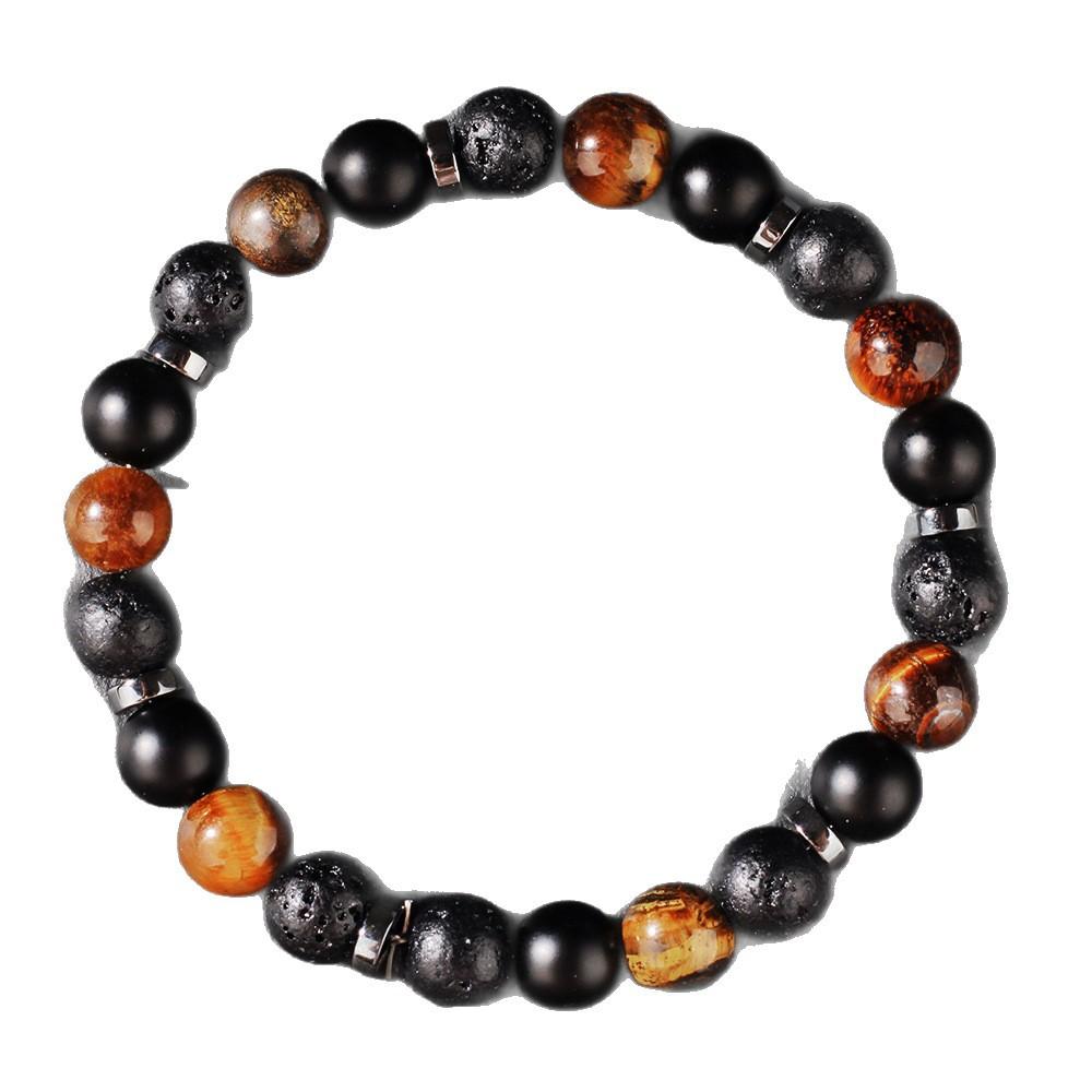 Festive Gifts Natural Tiger Eye Lava Rock Matte Onyx Beaded Bracelet Minimalist Fashion Jewelry Suitable For Daily Wear And Gifting