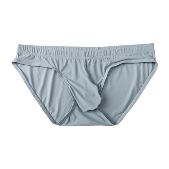 Men Briefs Low Waist U-Convex Wrap Bag Panties Solid Color Ice Silk Smooth
