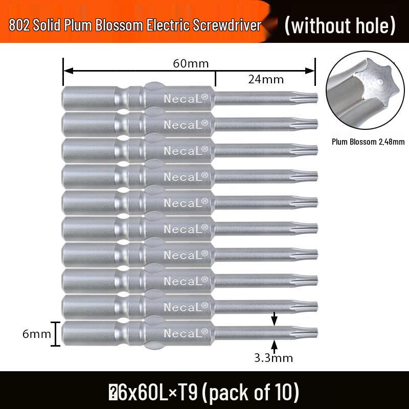 Nigao 802 Plum Blossom S2 Star-shaped Electric Screwdriver Bit, 6mm Round Shank with Magnet
