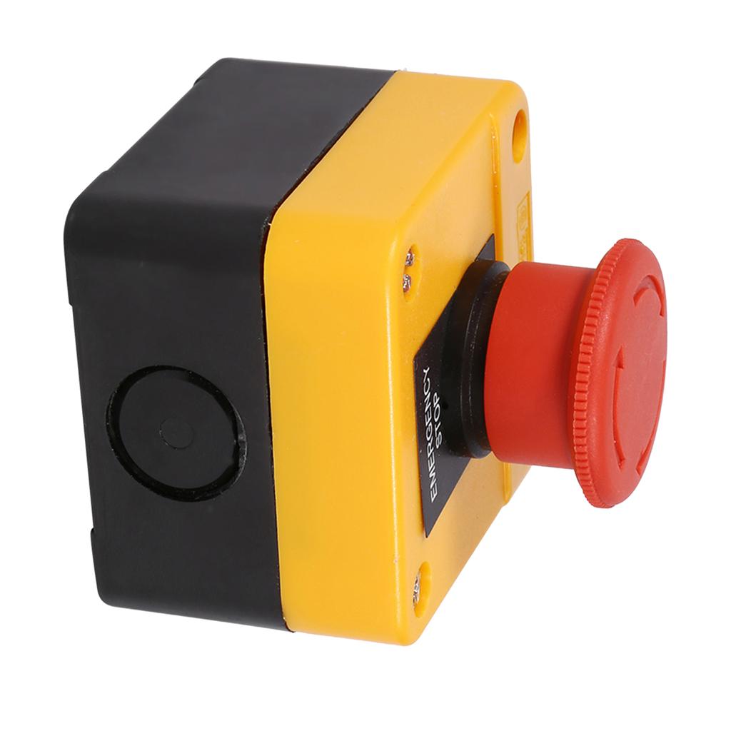 2pcs 10A Red Sign Emergency Stop Switches Push Button Switch 1NO 1NC with Box Compact Responsive