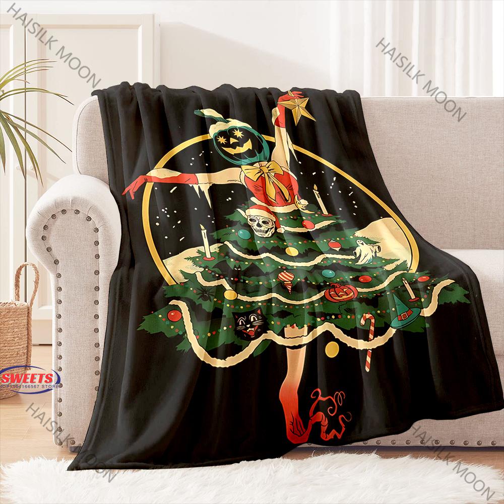 2025 New Christmas Theme Blanket Christmas Skull Print Four Seasons Blanket Christmas Gift for Boys and Girls,Family and Friends