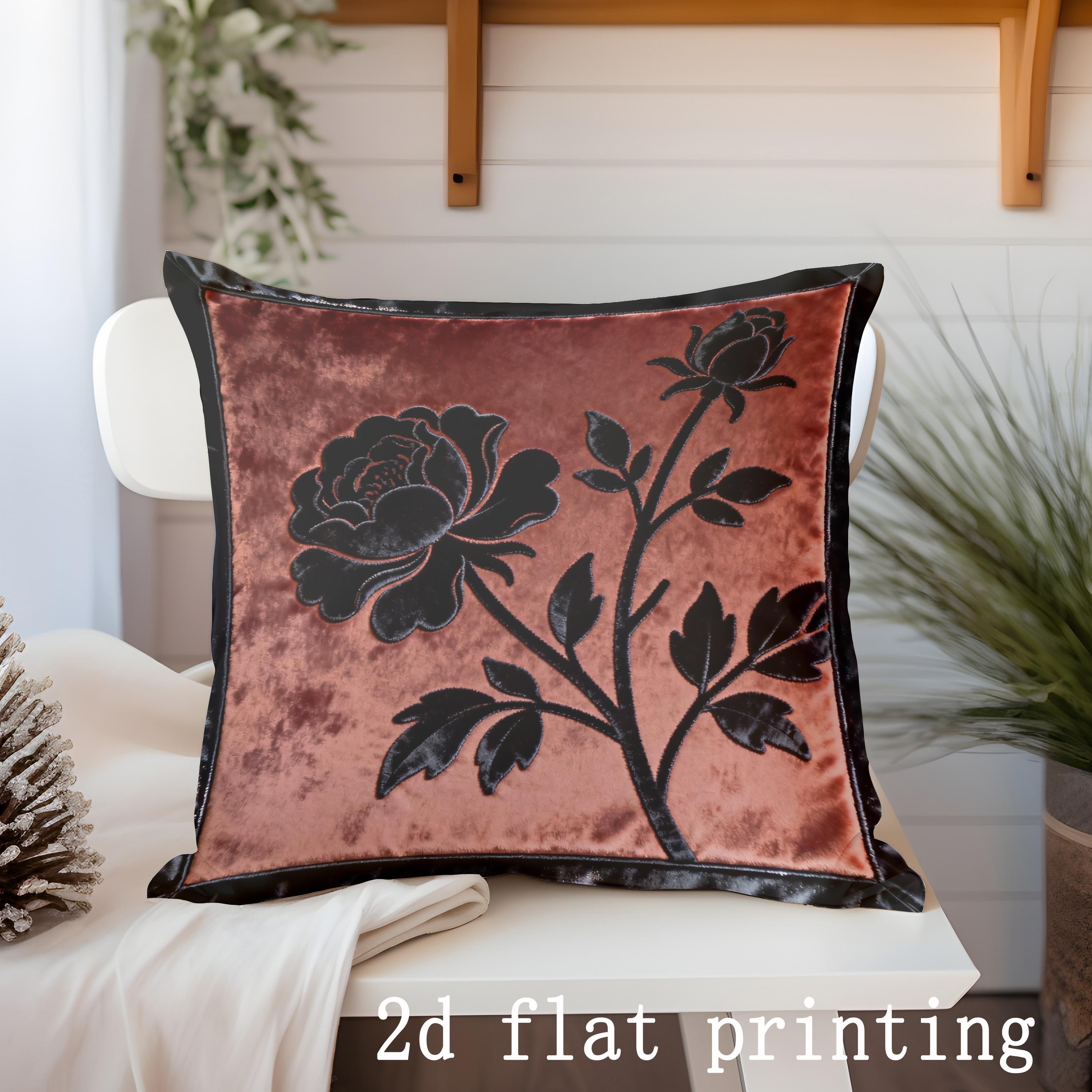 

Stylish Black Flower Pillow Cover for Home Decor Pattern Cushion Cover Suitable for Sofa Bedroom Car Pillow Cover 45x45cm