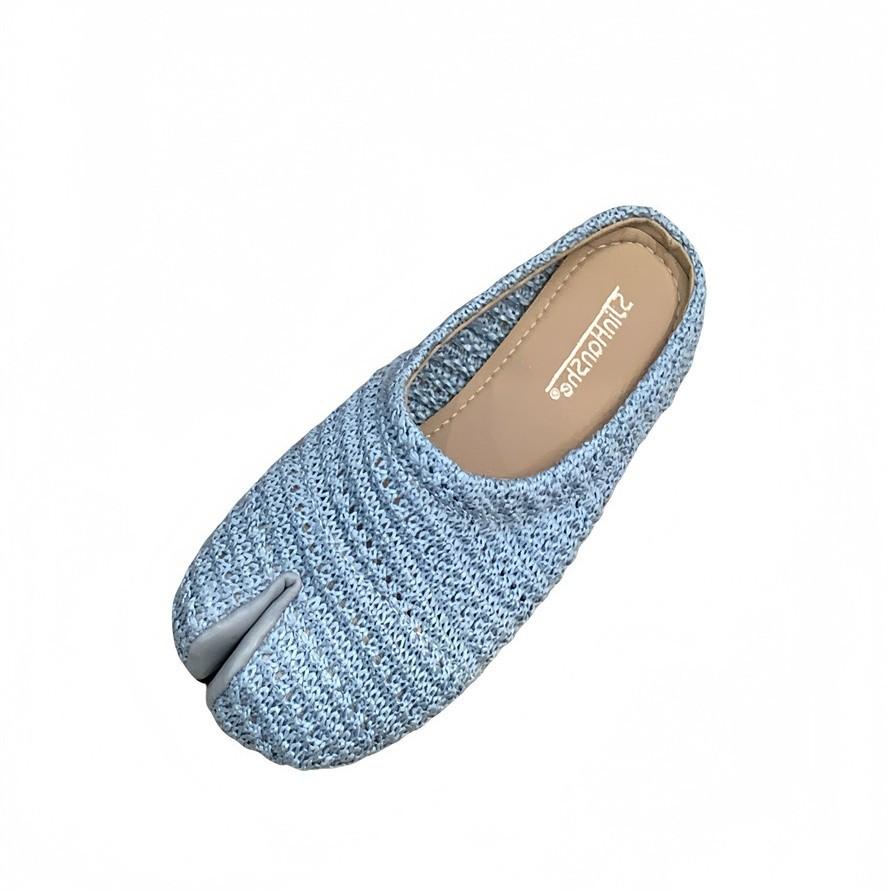 Korean Version of the Design Sense of Niche White Sub-toe Bag Head Half Slippers Women's Summer Wear Flat Bottom Hollow Woven Breathable Sandals