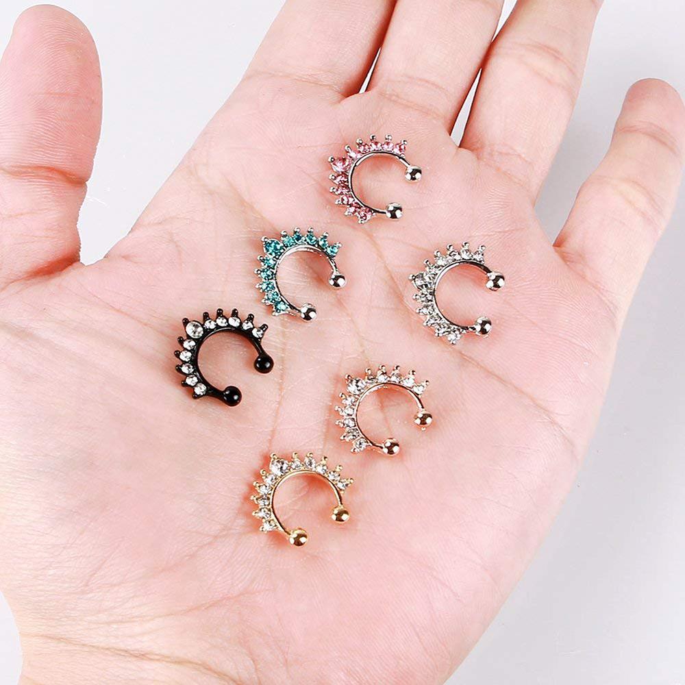 16g Steel Gold CZ Septum Fake Piercing Mix Styles Falso Septum Nose Rings Clickers Men Body Jewelry Piercing Nariz Daith Helix