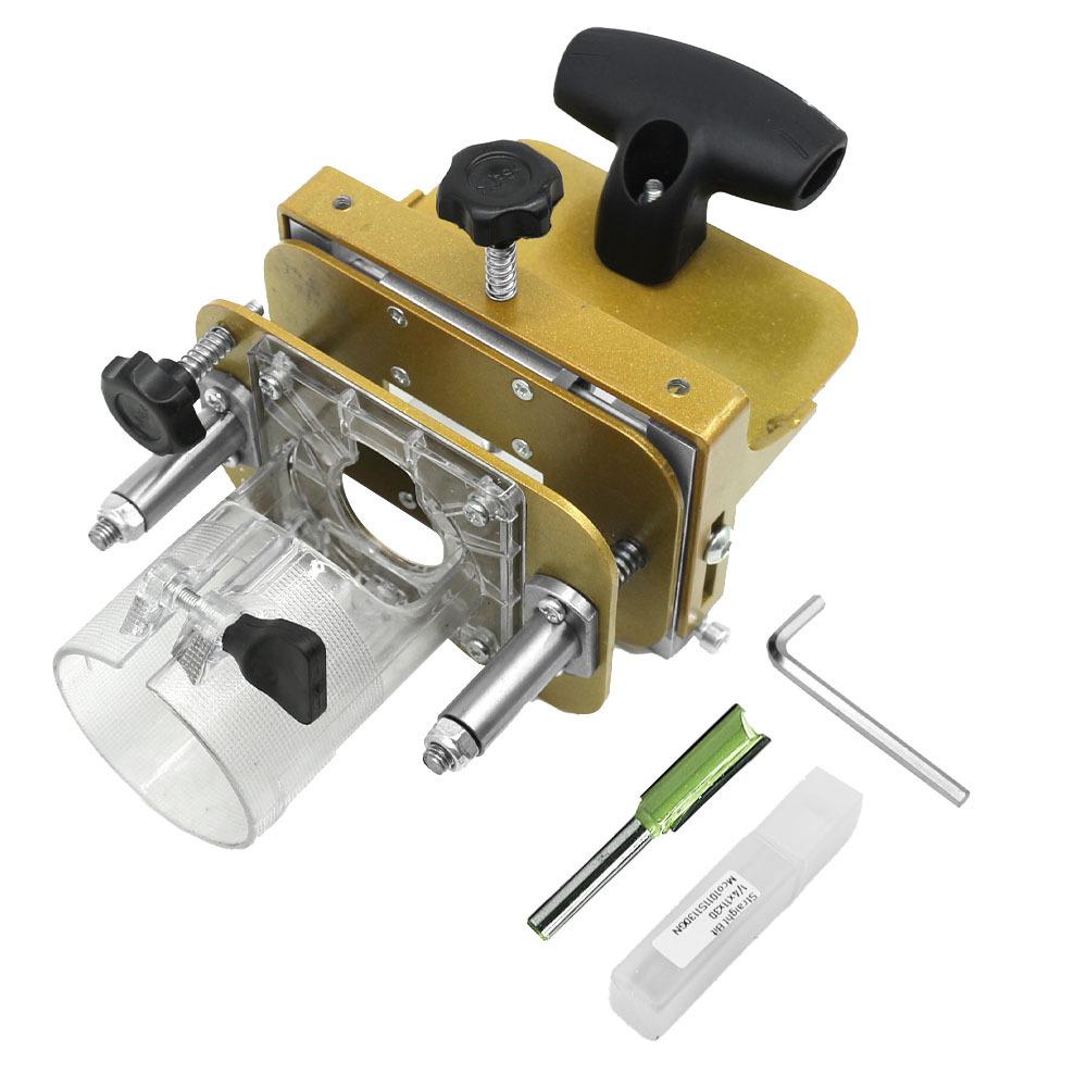 

Mortising Jig for 65mm Trimming Machine 2 In 1 Slotting Bracket Invisible Fasteners Punch Locator Linear Track Woodworking Tool