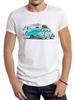 TEEHUB Vintage Auto Plážový Autobus Pánské Tričko Grafické Obytný Vůz Sportovní Látka Retro Obytný Autobus Vrcholy Ahoj