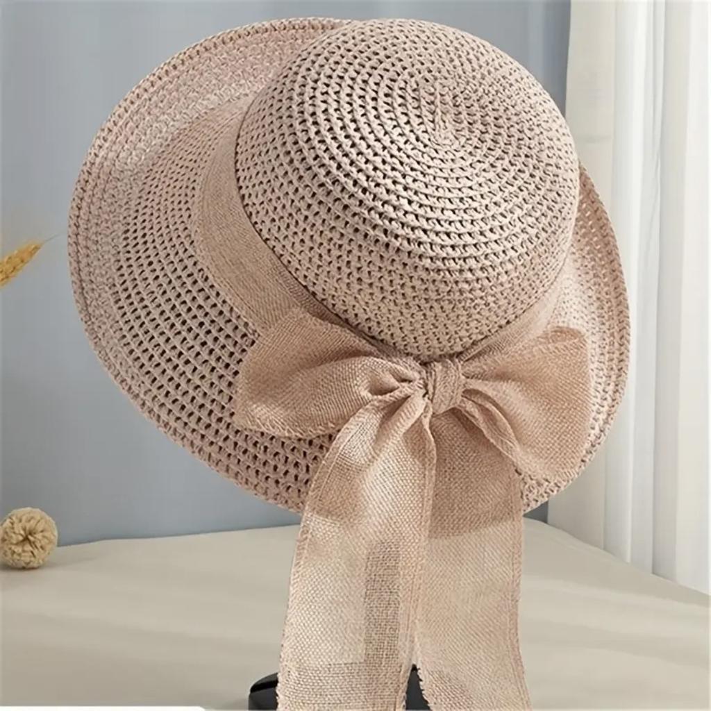 Straw Hat Women's Summer Sunshade Sun Hat Seaside Sunscreen Big Edge Folding Versatile Beach Hat Women's Trendy Top Hat