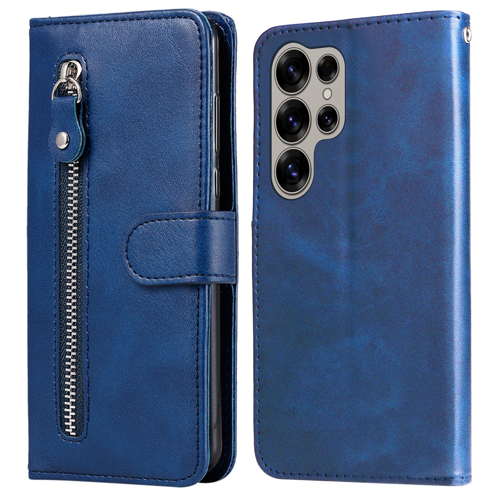 

For Samsung Galaxy S25 Ultra Case Zipper Wallet Calf Texture PU Leather Phone Cover A
