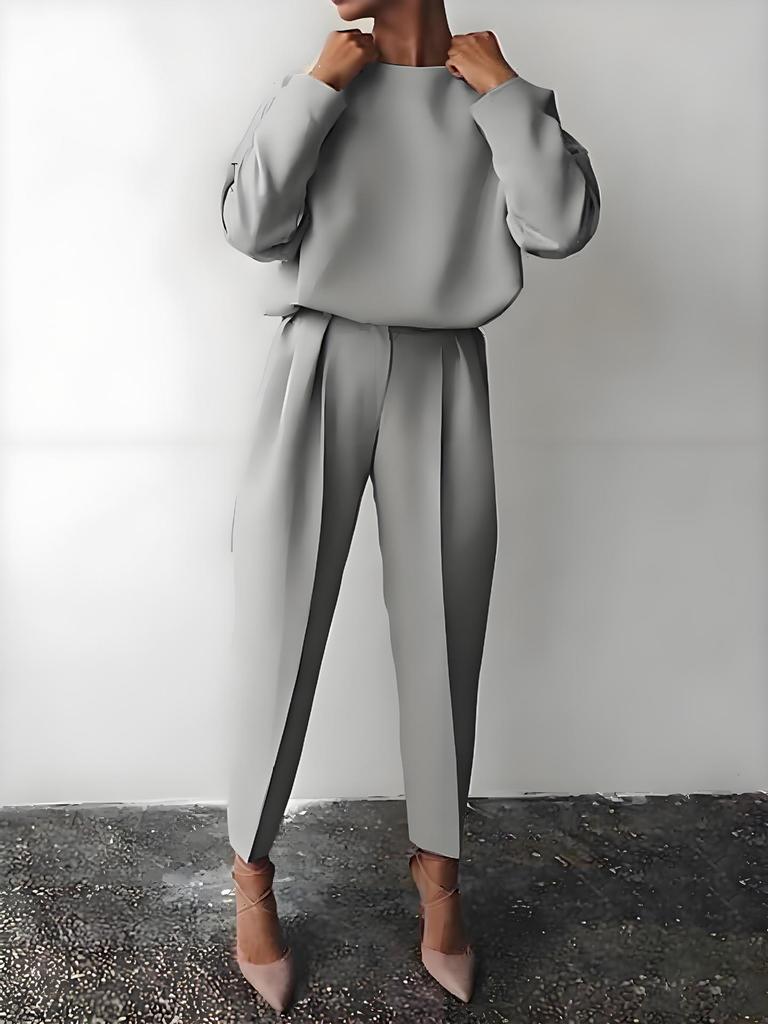 Women's Solid Color Long Sleeve Two-Piece Set - New Autumn/Winter Fashion