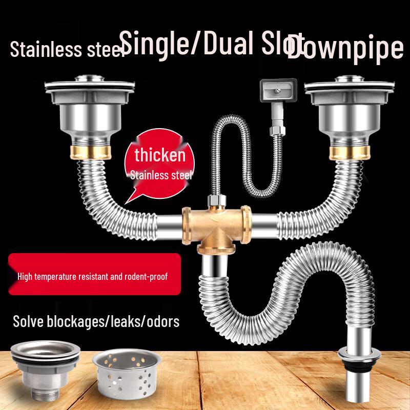 Stainless Steel Kitchen Sink Drain Pipe Kit