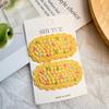 2PC Embroidery Cherry Strawberry Hollow Knitting Hairpins Vintage Lace Side Clips for Girls Women Cute Kids Fruit Hair Clips