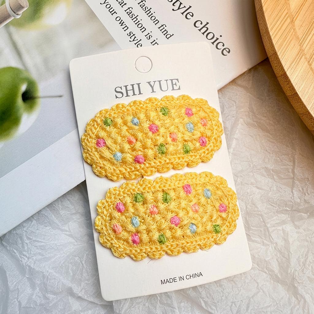 2PC Embroidery Cherry Strawberry Hollow Knitting Hairpins Vintage Lace Side Clips for Girls Women Cute Kids Fruit Hair Clips