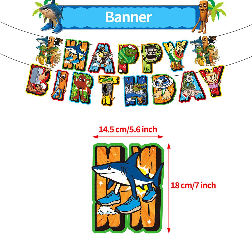 30 Pcs Tung Tung Tung Sahur Party Supplies, Banner, Cake Topper, Balloons