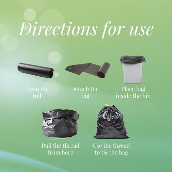 Origami Garbage Bags For Dustbin - Large 24 X 32 Inches | 15 Bags Per Roll (Pack Of 3, Black), 45 Count