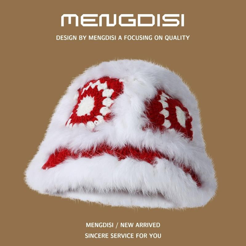 Rabbit Fur Lion Hat Autumn and Winter Atmosphere Versatile Face Small Bucket Fluffy Basin Hat Warm Plush Bucket Hat