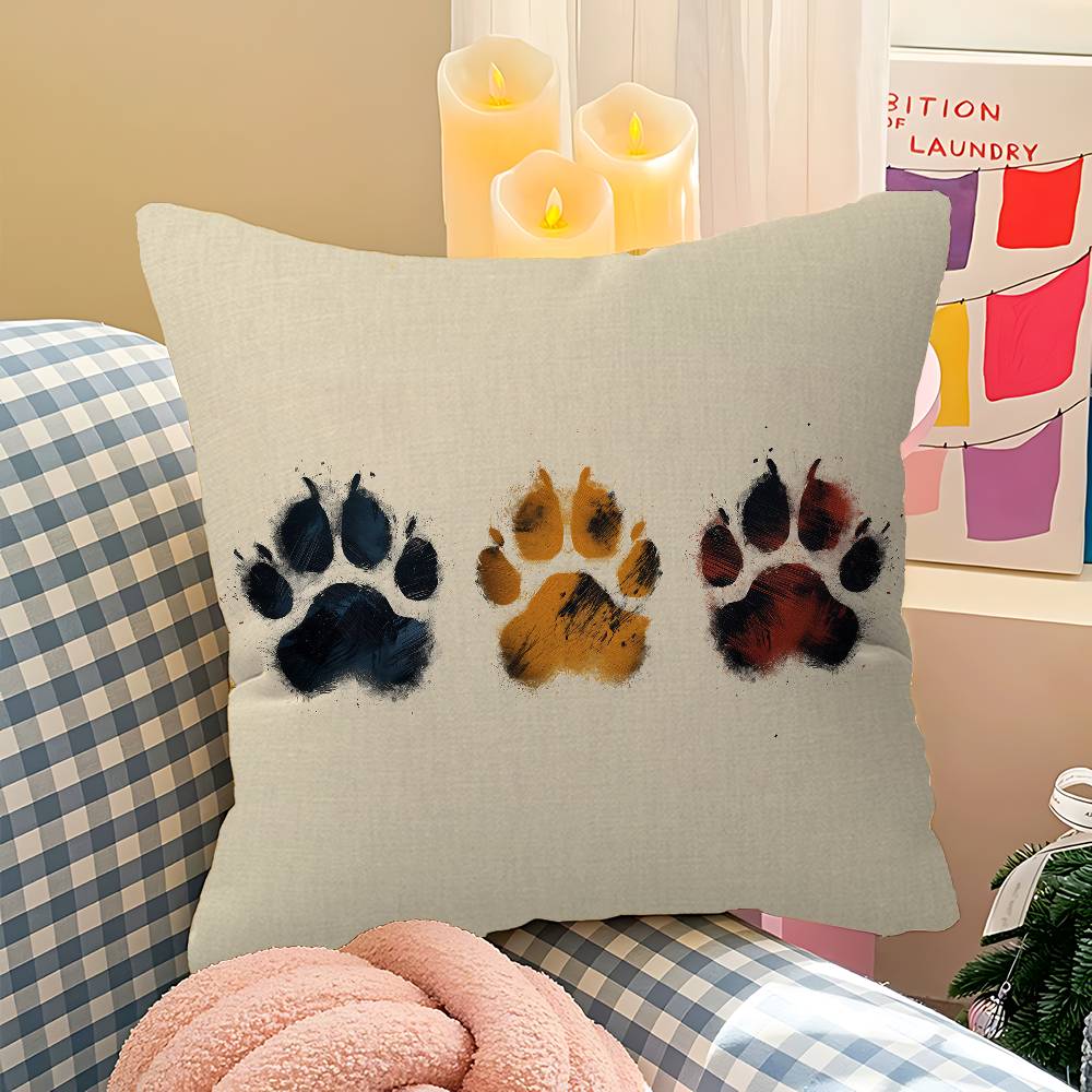 Cute Dog Paw Theme Maple Design Cushion Cover Happy Autumn Harvest decor Holiday Decorati Pillow Cover