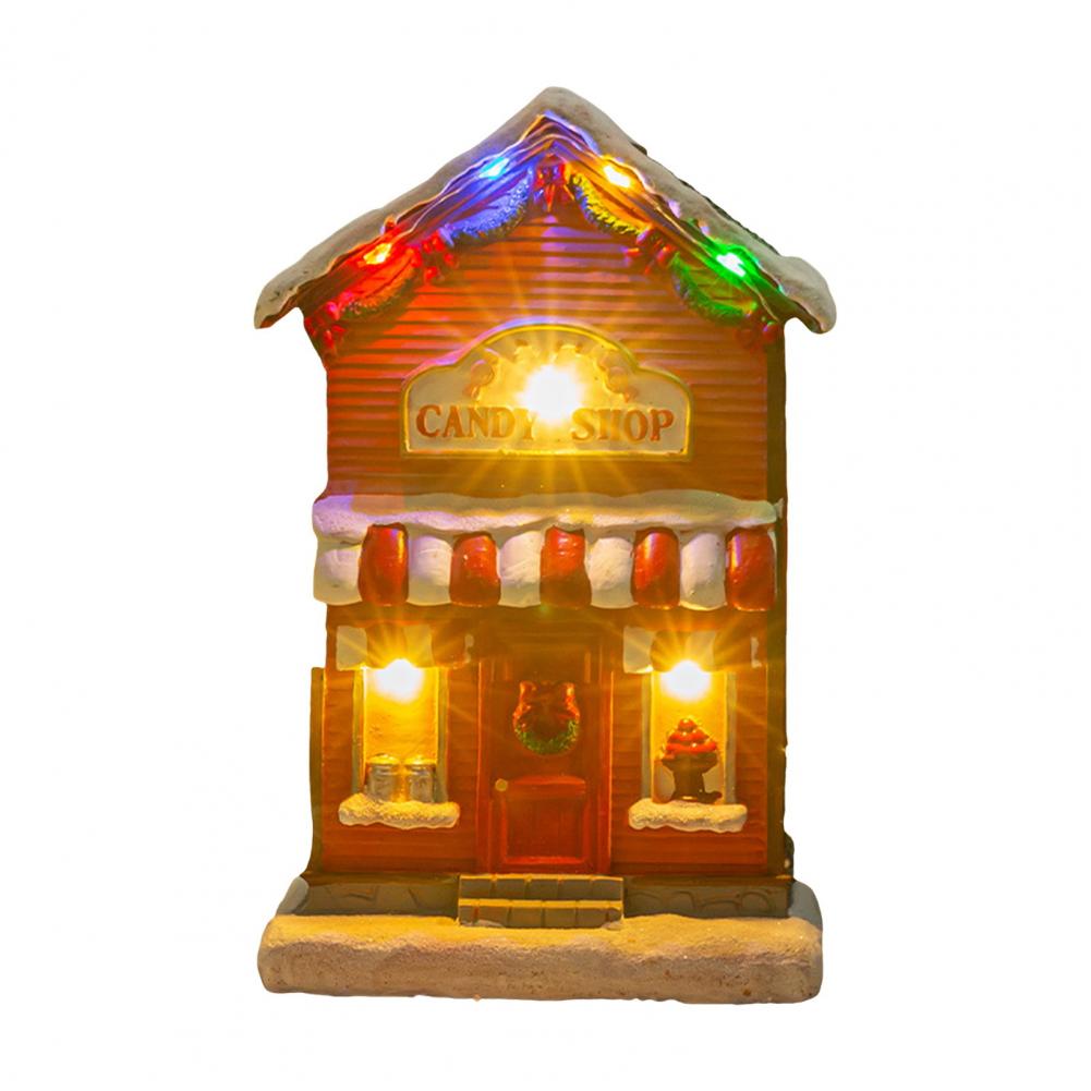 Festive Tabletop Display Led House with Music Battery Operated Holiday Centerpiece for Tabletop Display Festive Resin Figurine