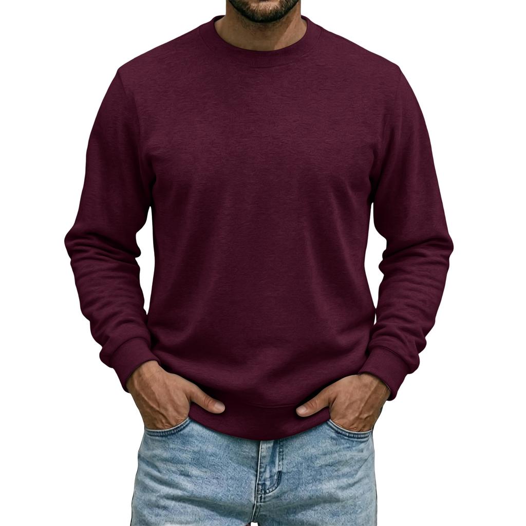 Men's Color Neck Sweatshirt Long Sleeve Casual Pullover