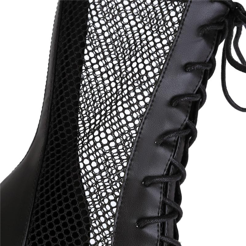 Women's High-heeled Short Boots Sexy European and American Style Waterproof Platform Thick-heeled Large-size Net Boots