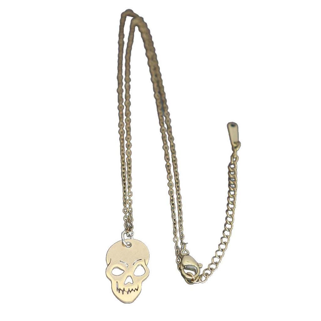 Fashionable Stainless Steel Halloween Skull Pendant Necklace for Women - Versatile Clavicle Chain Jewelry