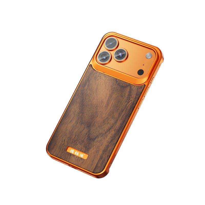 Walnut ProMax 16/15 Original Wood Magnetic Suction Phone Case with Aroma Metal Borderless Protection