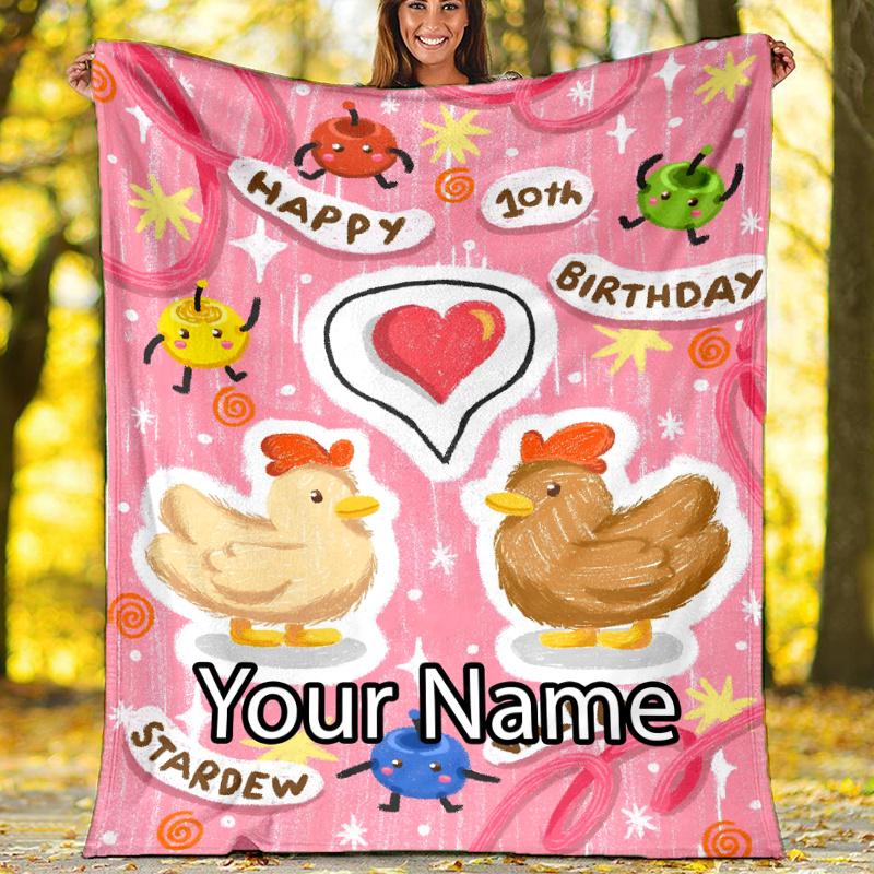 Custom Name Stardew Valley Theme Printed Blanket - Perfect for Couch, Bed, Travel & Outdoor Use | Machine Washable, Cozy & Durable.