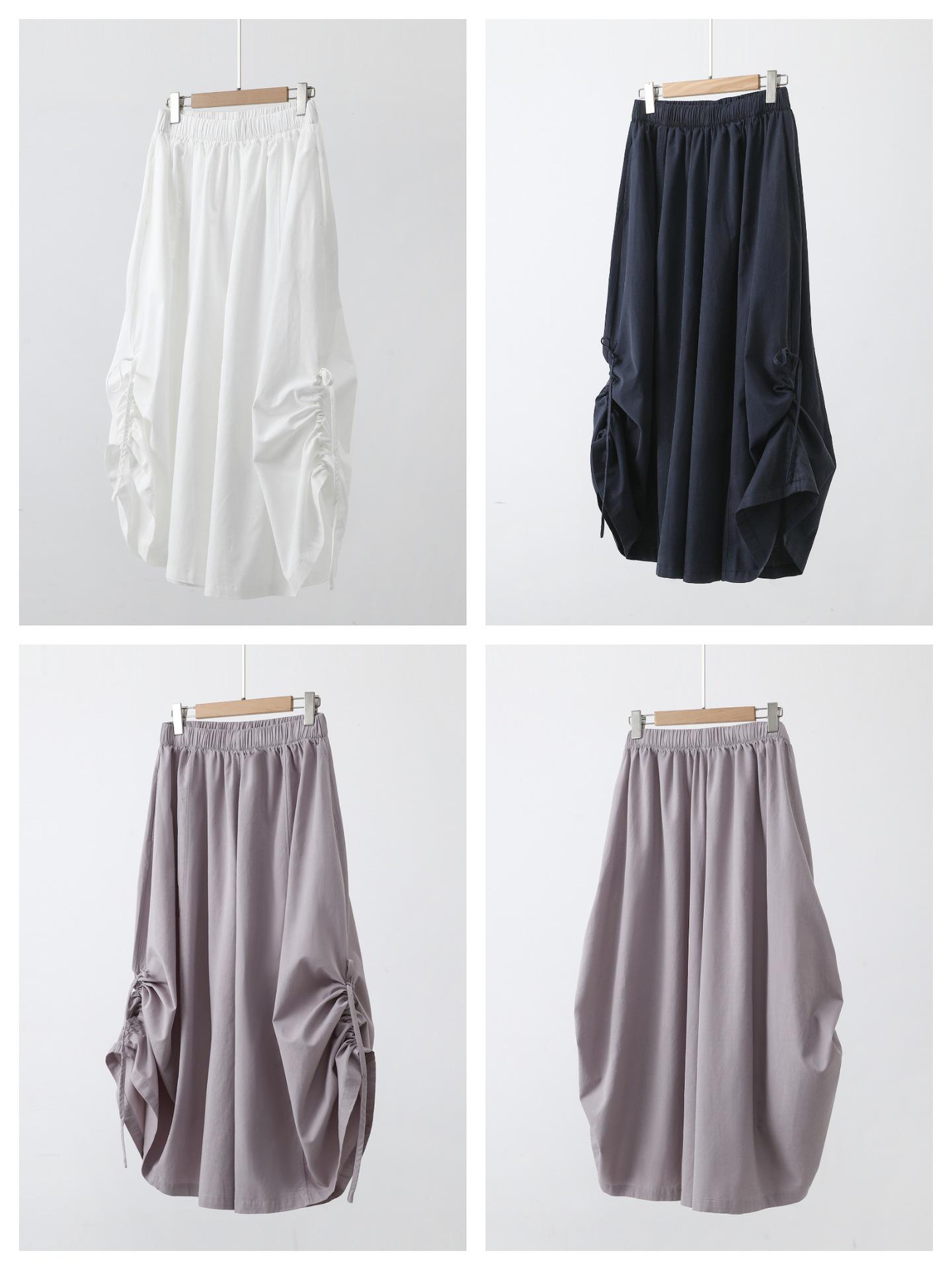 Spring/Summer 2026 Women s Drawstring Wide-Leg Skirt Pants - Elastic Waist, Casual, Versatile, Drapey. Medium