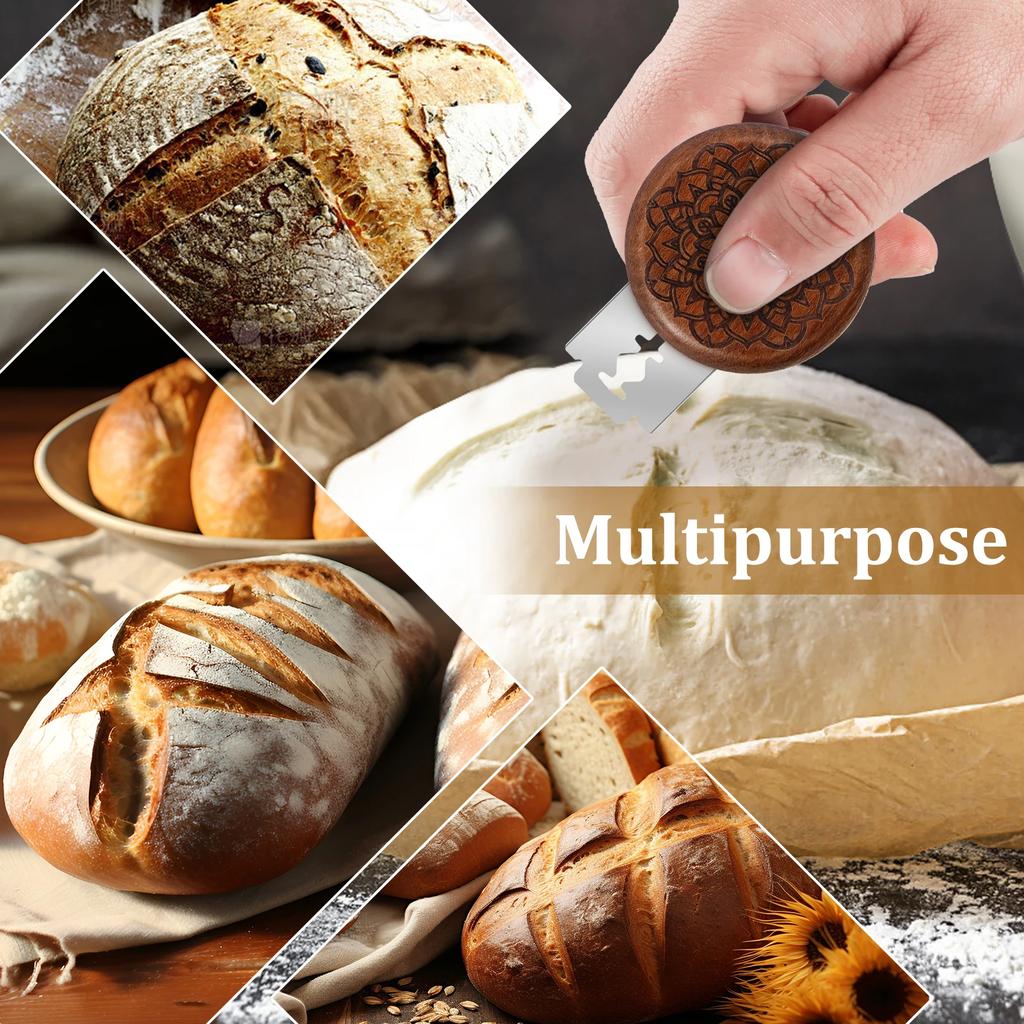 Bread Dough Scoring Tool Compact Bread Scoring Dough Cutter Wooden Sourdough Bread Scorer With Blades Dough Slashing Tool