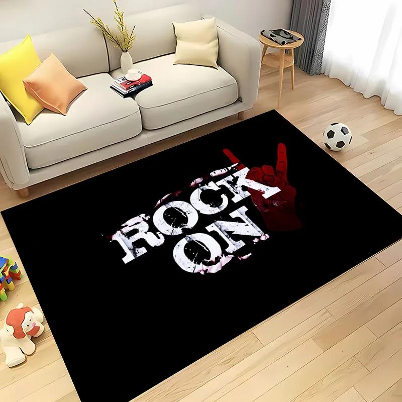 3D Printing Classic Rock Music Area Carpet for Living Room Cartoon Children's Bedroom Sofa Doormat Floor Rug Anti-slip Decor Mat