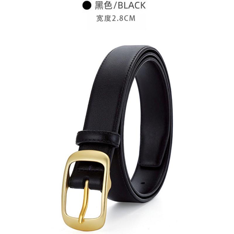 Womens Black PU Leather Belt With Square Alloy Buckle Minimalist Casual Waistband Jeans Office Wear 95 cm