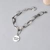 Xiyanike Silver Plated Korean Love Pendant Bracelet Retro Thai Silver Thick Chain Round Letter Bracelet Female Jewelry