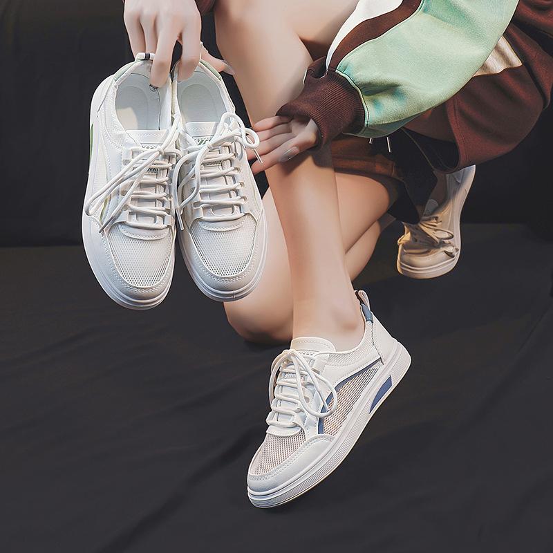 Женская белая обувь лето новая универсальная повседневная сетчатая обувь с вырезами — фото 4