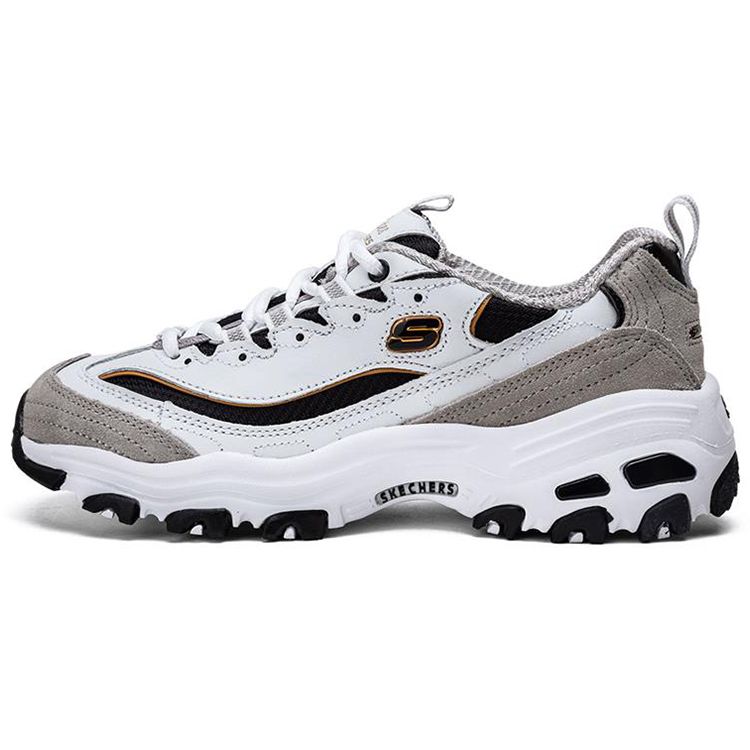 Skechers DLites Wildleder Bequem Vielseitig Stoßdämpfend Langlebig Niedrig geschnitten Dad Sneaker Damen Sneaker Weiß Grau 99999746-WLGY 35 white