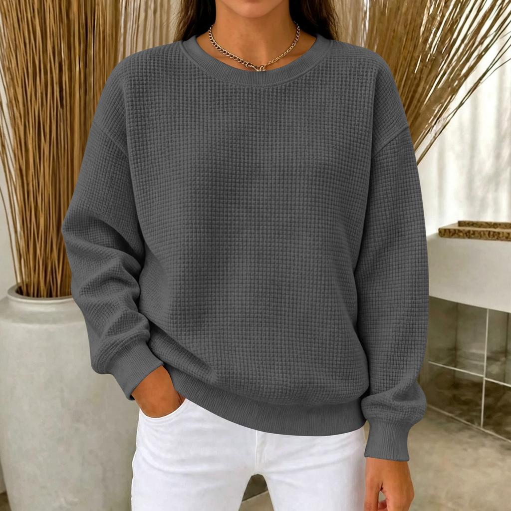 Women's Color Neck Long Sleeve T-Shirt Casual Tee