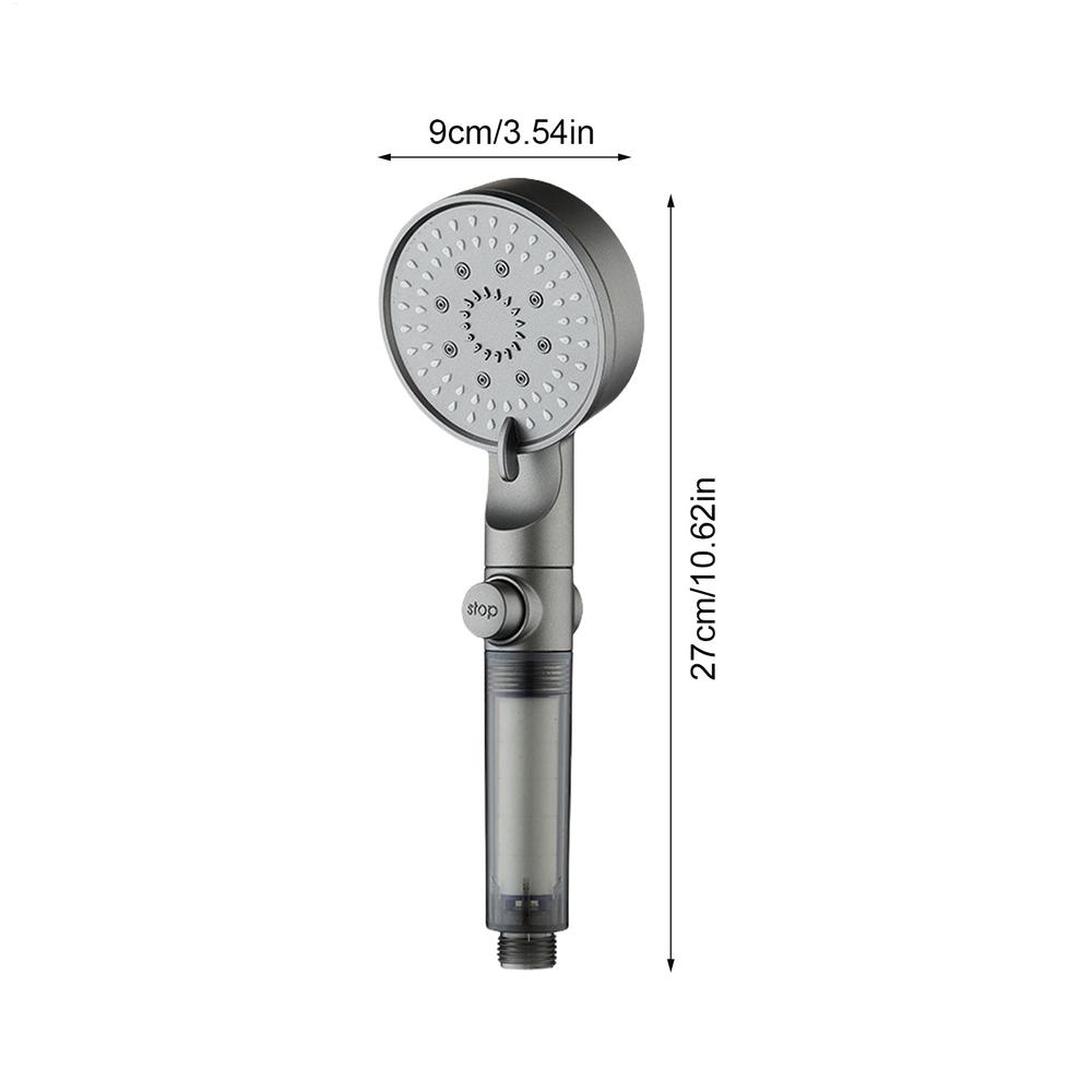 

filtered shower head handheld filtered shower head built-in hard water powerful cleaning Silicone Nozzles Adjustable Sprayer светло-серый